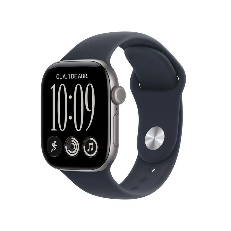 Apple Watch Series 12 (GPS + Cellular, 42 mm) Caixa de Alumínio Cinza-Espacial com Pulseira Esportiva Azul Marinho - M/G