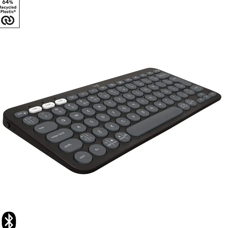 Teclado sem Fio Logitech Pebble Keys 2 K380s, Bluetooth Easy-Switch, Slim, Layout ABNT2 - Grafite
