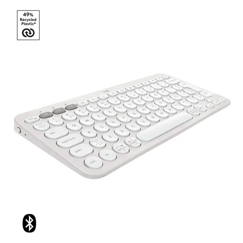 Teclado sem Fio Logitech Pebble Keys 2 K380s, Bluetooth Easy-Switch, Slim, Layout ABNT2 - Branco