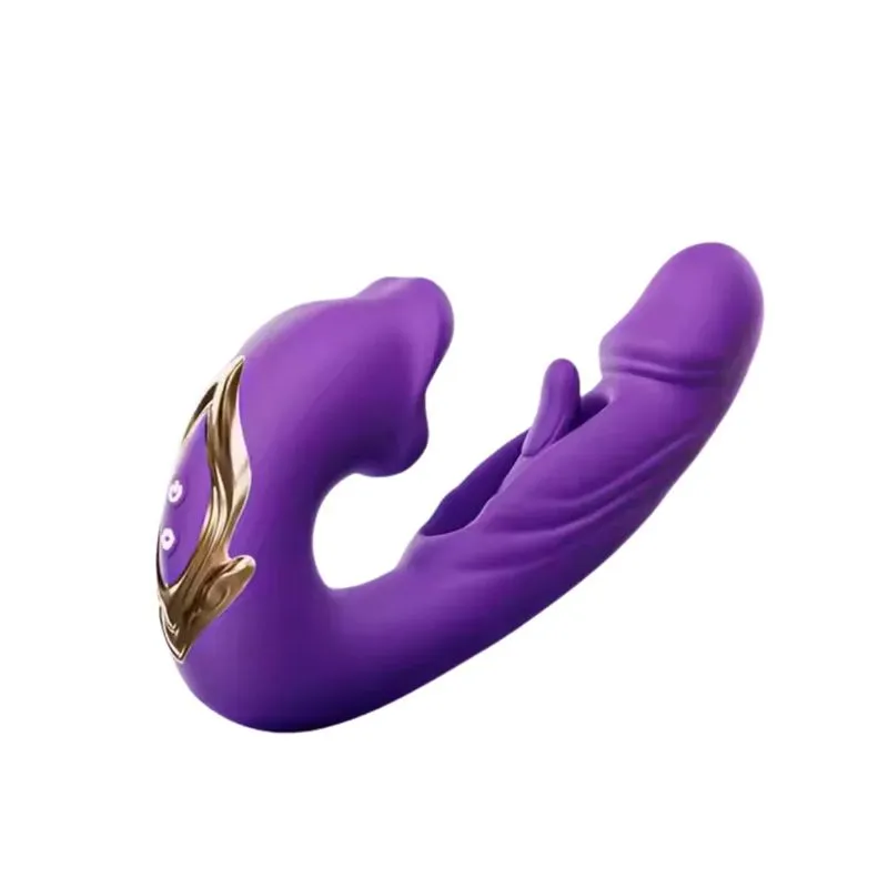 Vibrador Ponto G 3 em 1 com Glande e Boca Mágica Estimuladora