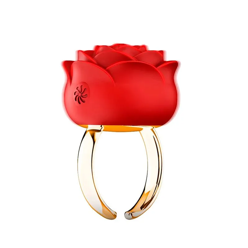 Ring Vibrator Mini Vibrador Anel em Formato de Rosa com 10 Modos de Vibração Me Ame