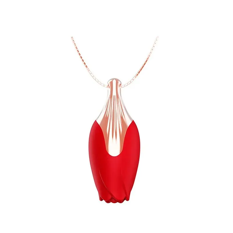 Necklace Vibrator Mini Vibrador Colar em Formato de Rosa com 10 Modos de Vibração Me Ame