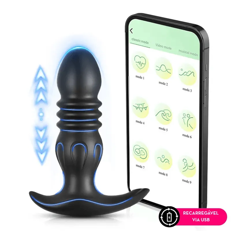 Plug Vibratório com App e Movimento Vai e Vem