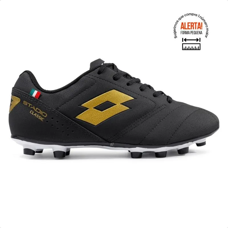 Chuteira Campo Lotto Stadio Classic B700 Masculina 38 / Preto Dourado