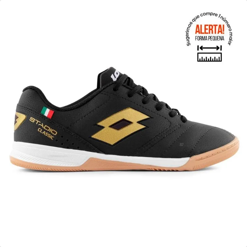 Chuteira Futsal Lotto Stadio Classic B700 Masculina 38 / Preto Dourado