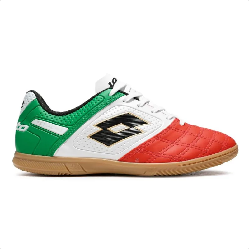 Chuteira Futsal Lotto Stadio Potenza Gold B500 Masculina 43 / Vermelho / Verde