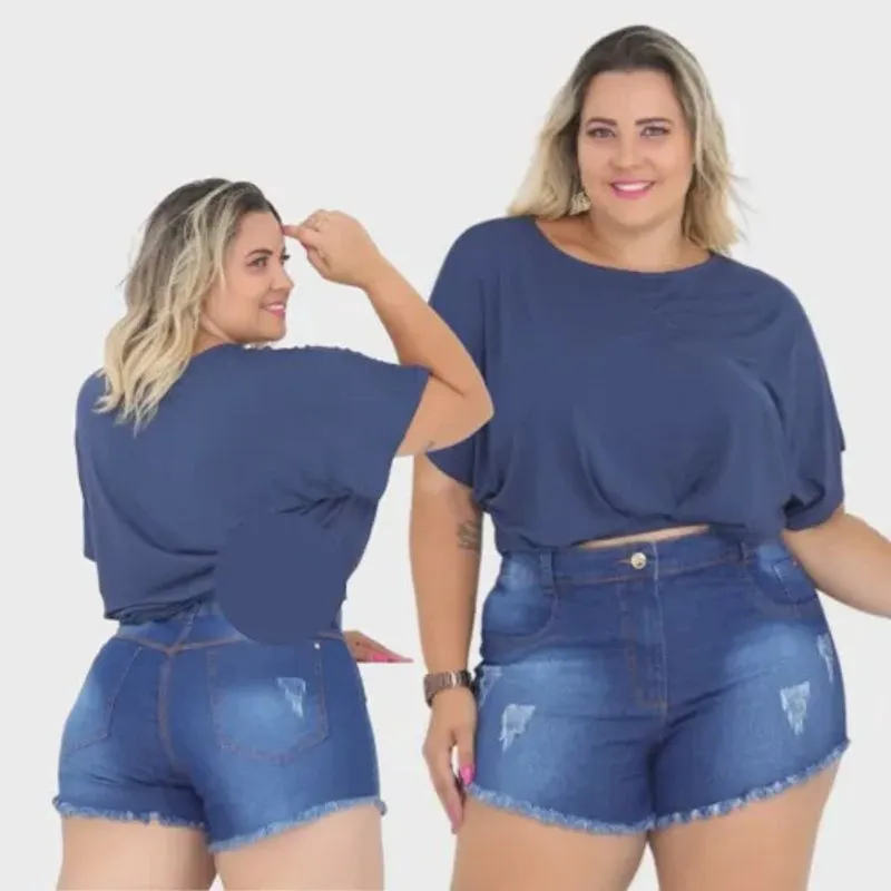 Shorts Curto Feminino Plus Size Desfiado