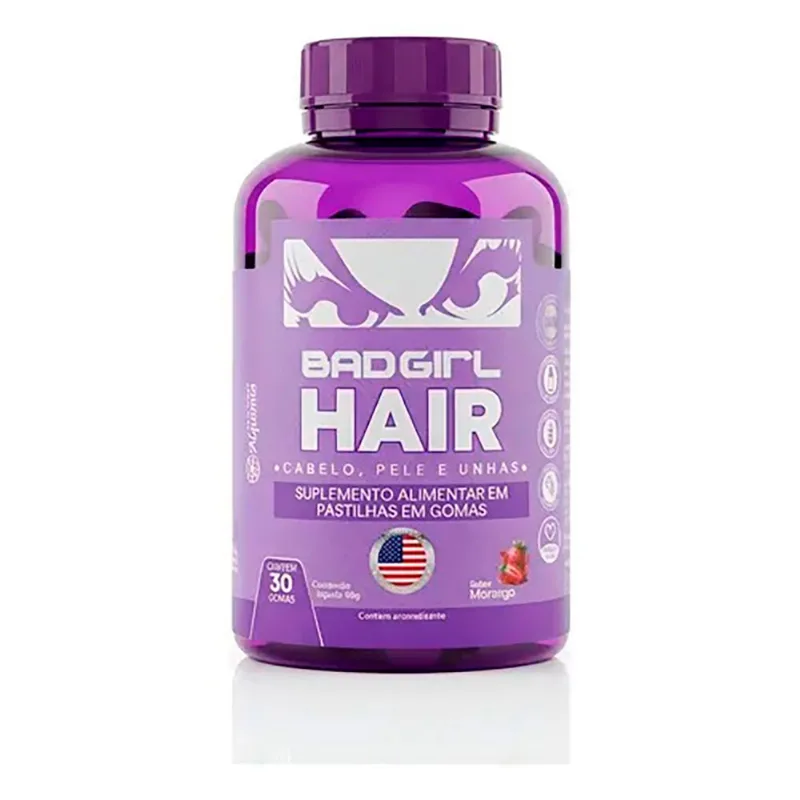 Suplemento Capilar Badgirl Hair Gummy Frasco com 30 Gomas