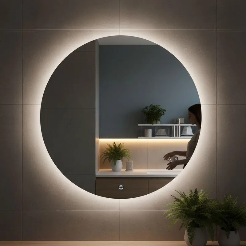 Espelho Redondo 70cm Led Indireto Decorativo Lavabo Penteadeira Frio