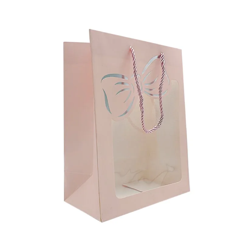 Sacola Laço Rosa com Visor 31x12x41cm 3806 SACOLA LACO ROSA C/VISOR G
