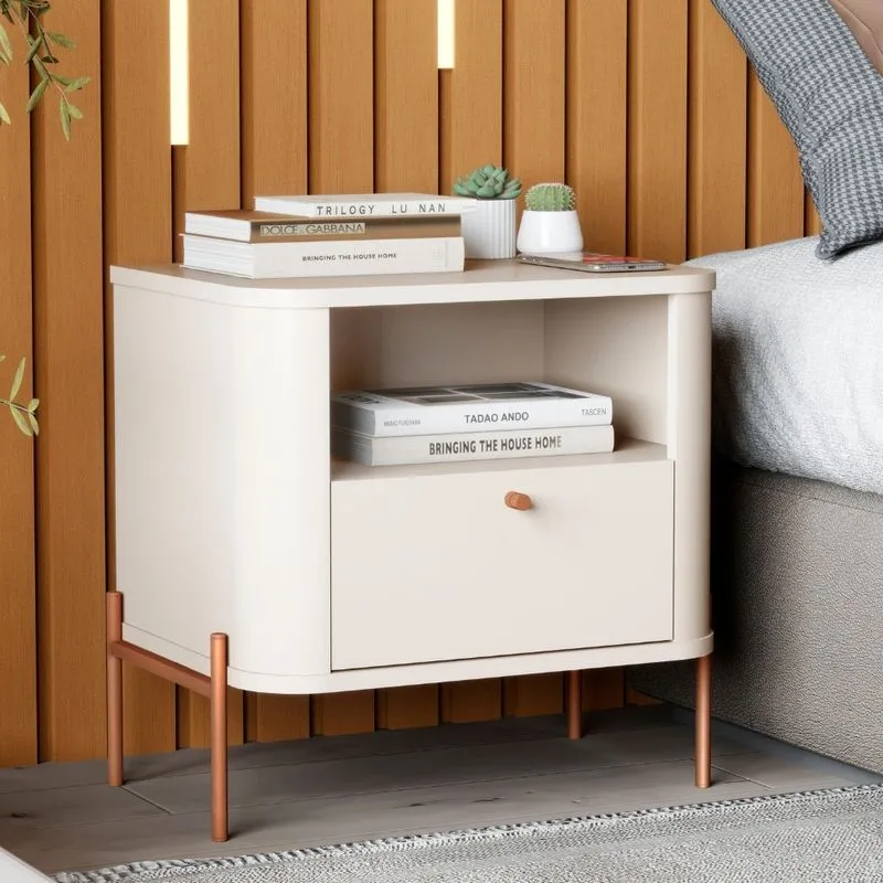 Mesa de Cabeceira 1 Gaveta Em MDF Slim Tucupi JB Móveis