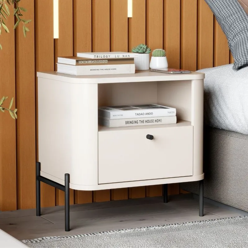 Mesa de Cabeceira 1 Gaveta Em MDF Slim Tucupi JB Móveis