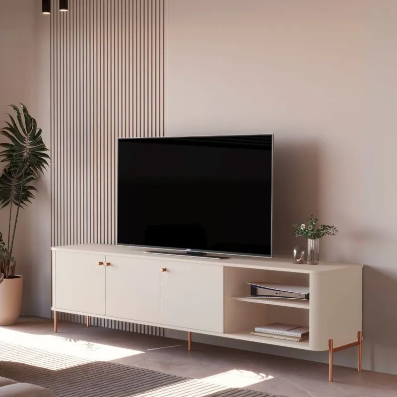 Rack para TV até 75 Polegadas 3 Portas com Pés Em MDF Tucupi JB Móveis