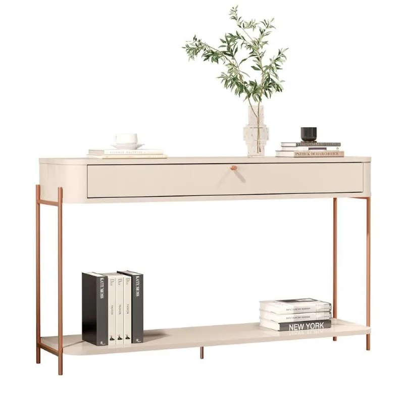 Aparador Buffet Sala Tucupí Com 1 Gaveta E Pés De Metal Off White Bronze