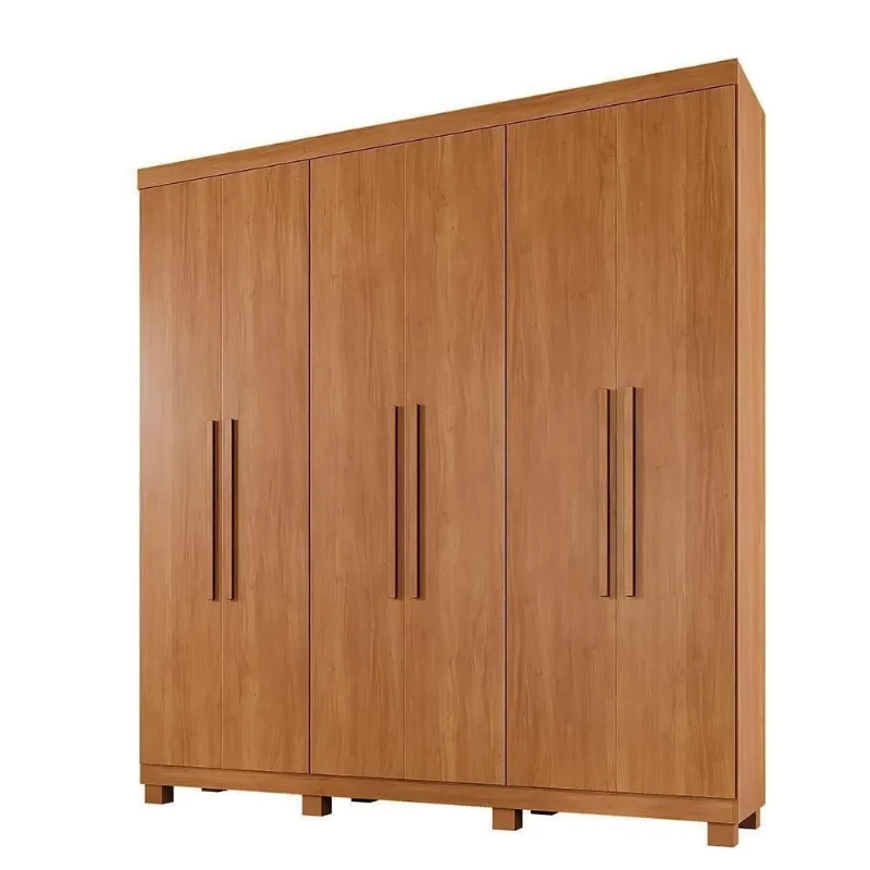 Guarda Roupa Casal Verona 6 Portas de Bater 3 Gavetas MDP Cinamomo Top Útil 200CM