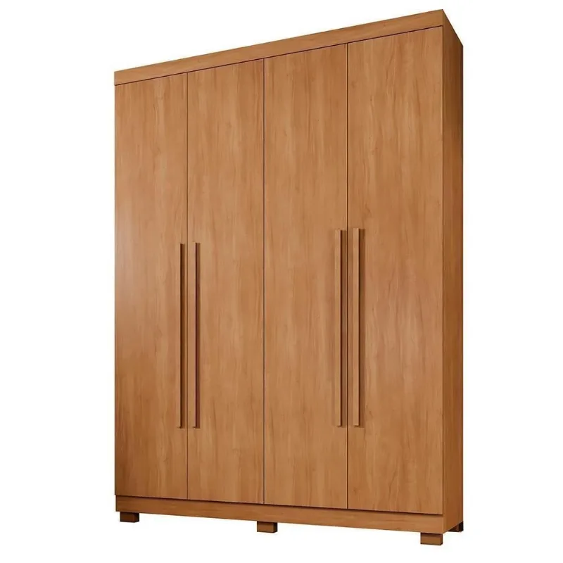 Guarda Roupa Casal New Supremo 4 Portas de Bater 3 Gavetas MDP Cinamomo 140CM Supremo