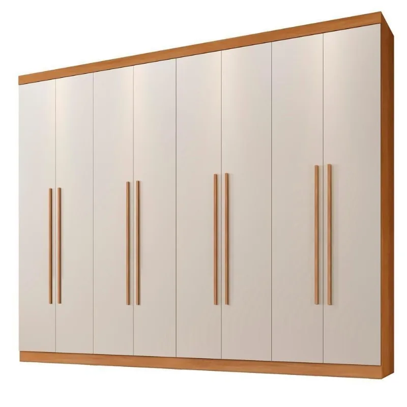 Roupeiro Casal New Porto 8 Portas de Bater 4 Gavetas MDP Cin-off Top Útil 245CM