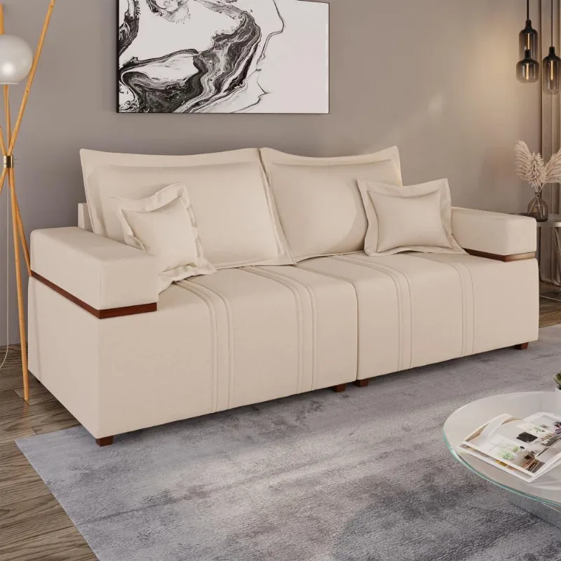 Sofá Living Verona 3 Lugares 2,00m Bege