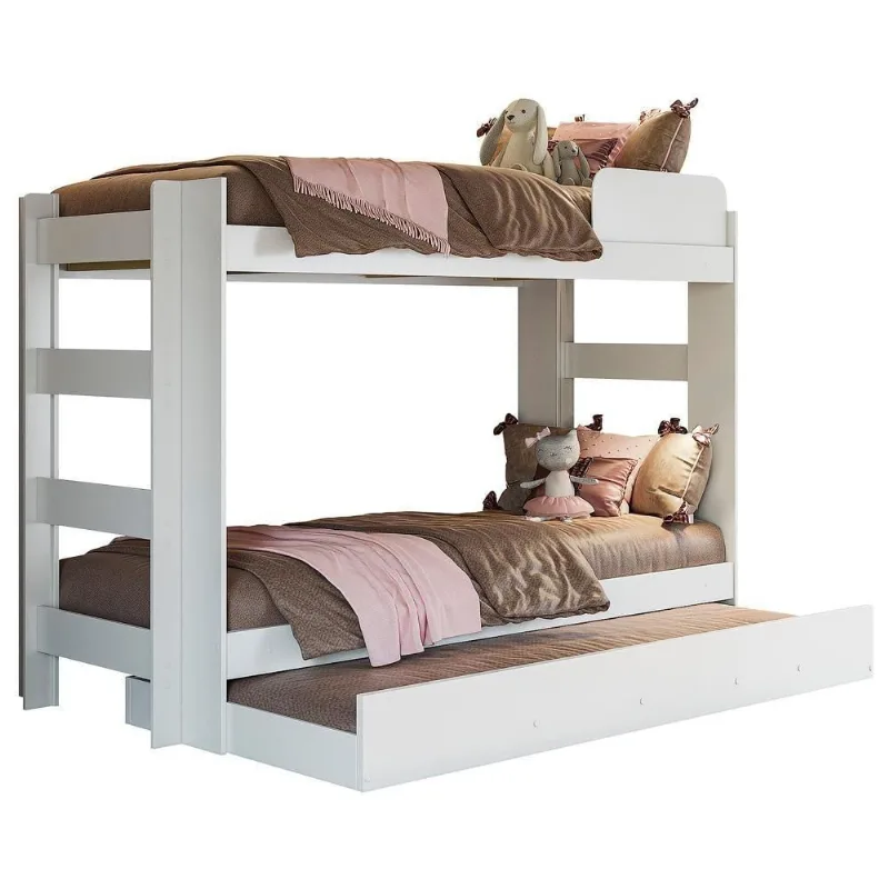 Treliche Solteiro Max com Escada Reversível MDF Branco 96CM 3 Camas