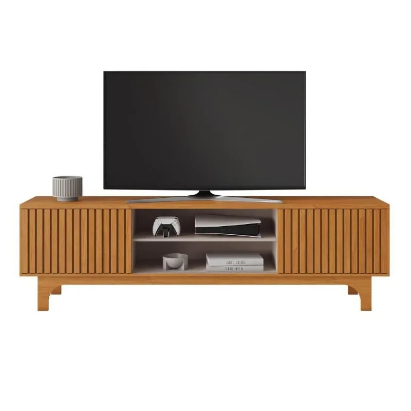 Rack Thor para TV 70" 200CM MDP MDF com Nicho Porta de Correr Cinza Thor