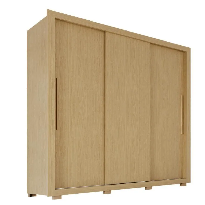Guarda Roupa Casal Luna 3 Portas de Correr 4 Gavetas MDF MDP Amadeirado Ypê 185.5CM