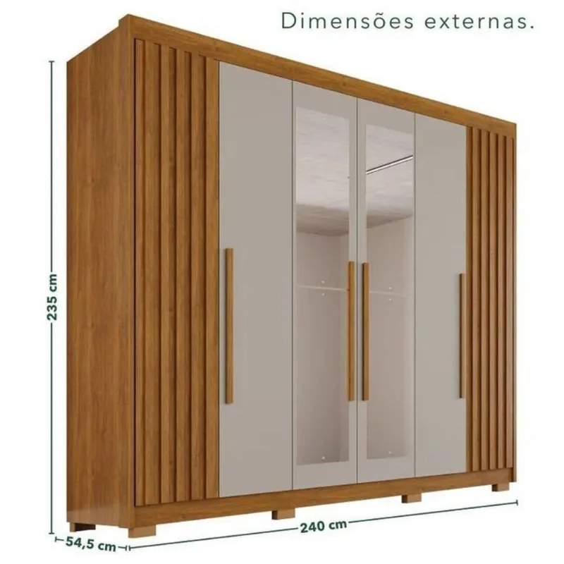 Guarda Roupa Casal Granada Premium sem Porta sem Gavetas MDF Cinamomo-Off Diamante 240CM