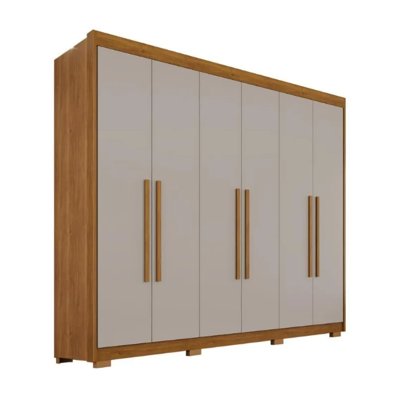 Guarda Roupa Elegance Plus 6 Portas 6 Gavetas MDF Cinamomo-off 240CM Elegance