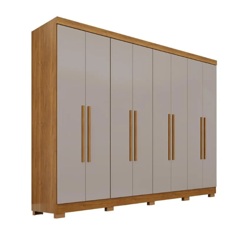 Guarda Roupa Casal Santorini 8 Portas de Bater 2 Gavetas MDF-MDP Cinamomo-Off Clin Off 241CM