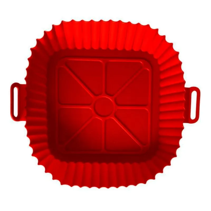 Forma De Cozimento Para Air Fryer De Silicone 20x20x5 Cm - Vermelho