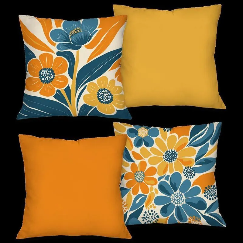 Kt 4 Capas De Almofadas 45x45 Decoralção Casa Sofá Flores