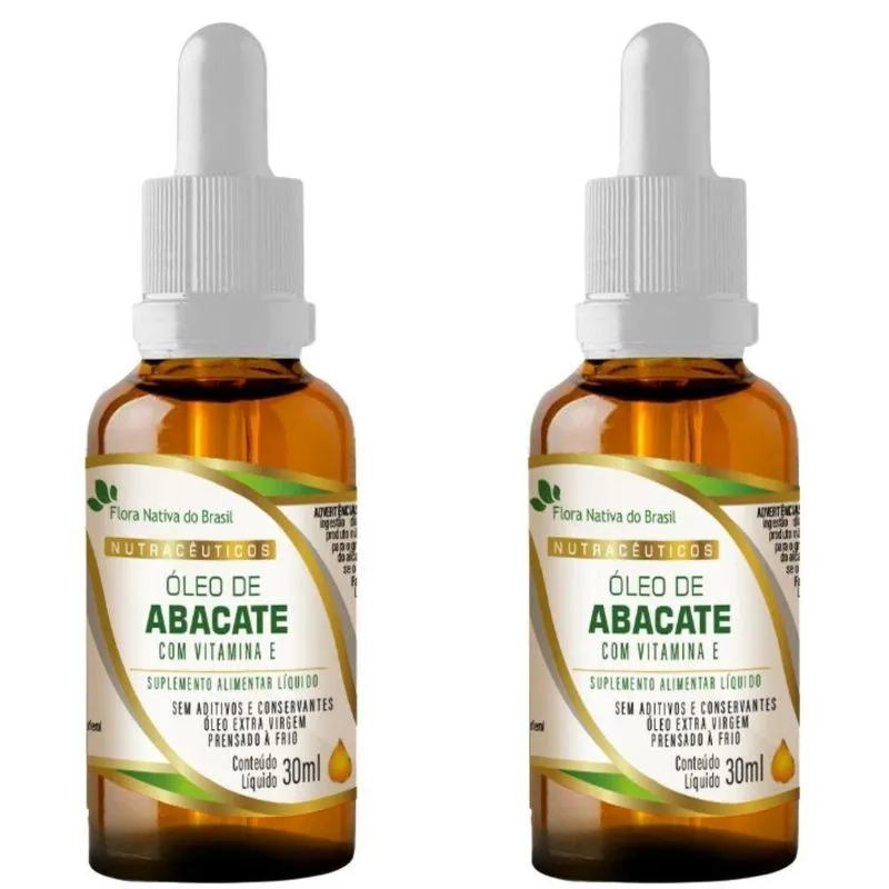 Kit 2X Óleo Abacate Vitamina E Em Gotas 30Ml - Flora Nativa