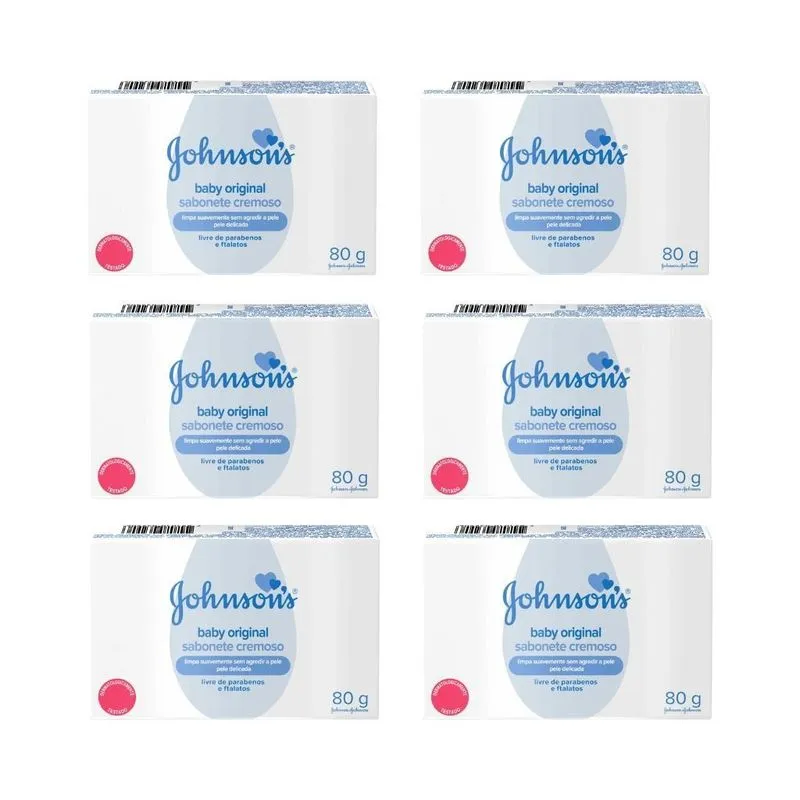 Sabonete Johnsons Baby 80g - Kit Com 6un