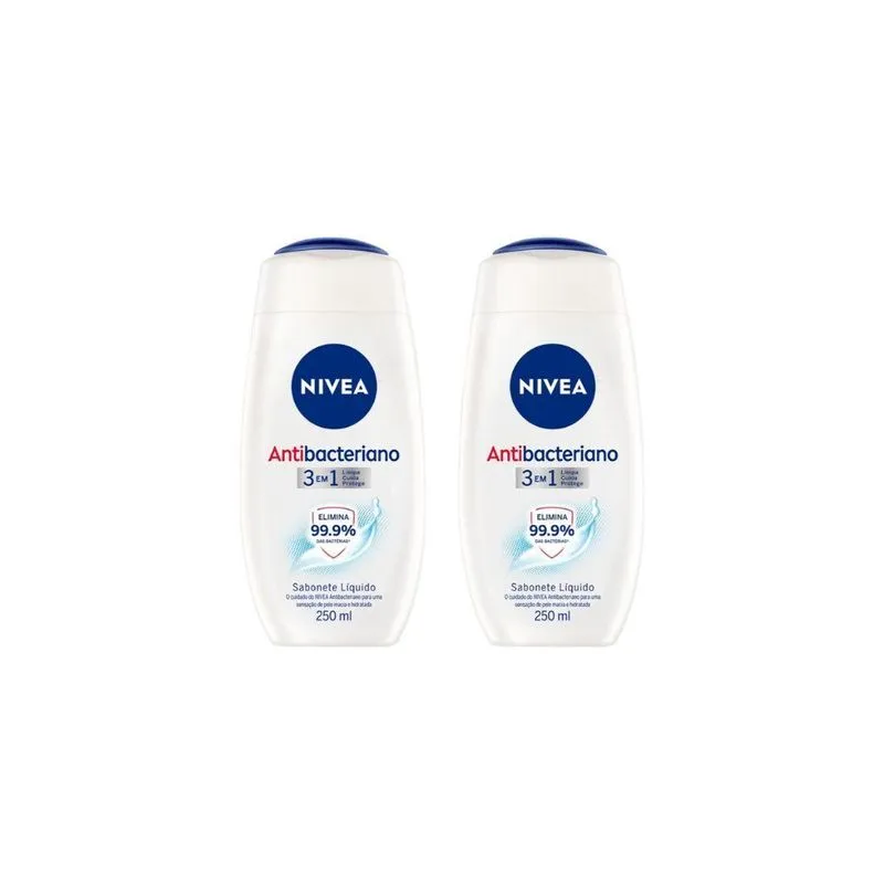 Sabonete Liquido Nivea 250ml Antibacteriano 3em1 - Kit C/2un