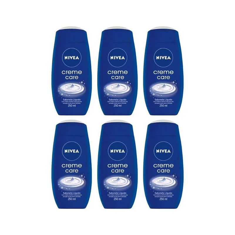 Sabonete Liquido Nivea 250ml Creme Care - Kit C/6un