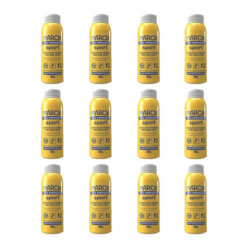 Talco Antisseptico Marcia Sport 80g - Kit c/ 12un