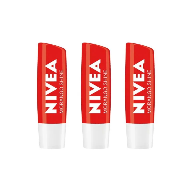 Protetor Labial Nivea 4,8g Morango - Kit C/3 un