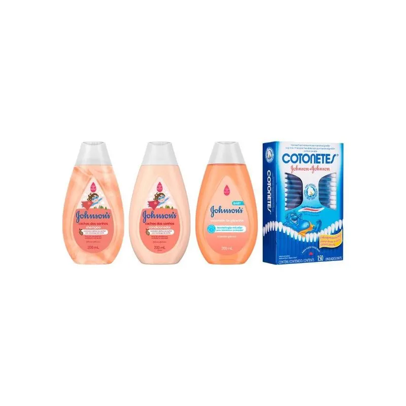 Kit Johnsons Cacheados Sh + Cond + Sab Liq + Cotonete 150un