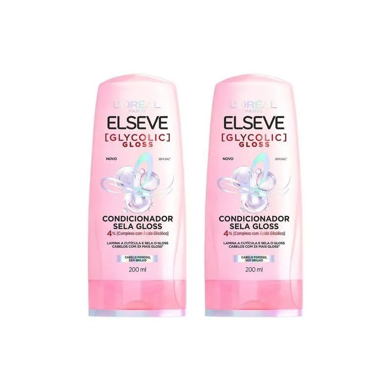 Condicionador Elseve 200Ml Glycolic Gloss- Kit C/2Un