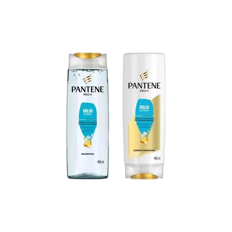 Kit Shampoo + Condicionador Pantene 400Ml Brilho Extremo