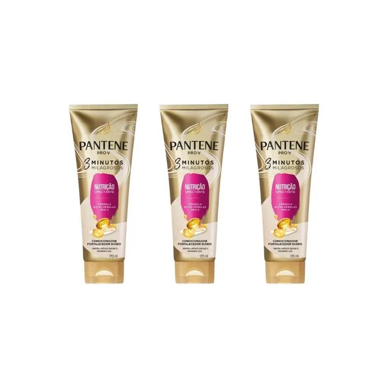 Condicionador Pantene 3 Min Milagrosos Nutrição 170Ml - 3Un
