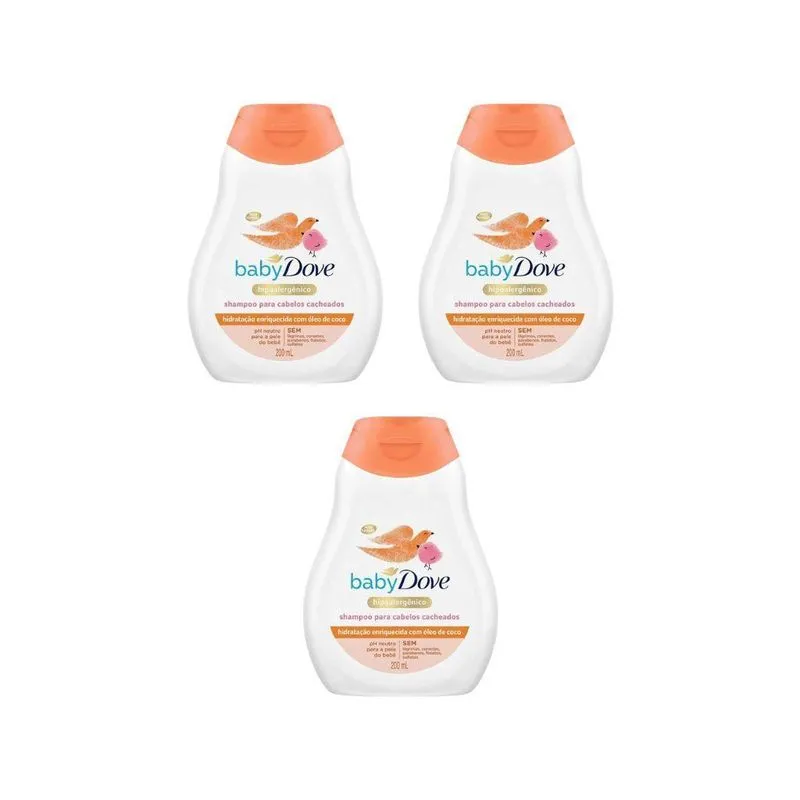 Shampoo Dove Baby 200ml Cabelos Cacheados - Kit Com 3un
