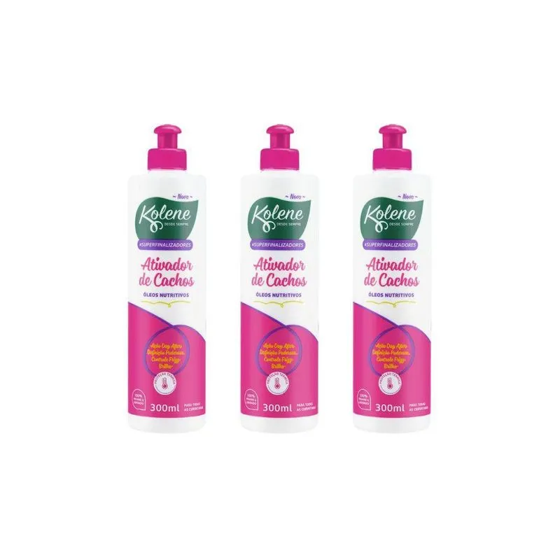 Ativador De Cachos Kolene Oleos Nutritivo 300ml - Kit 3un