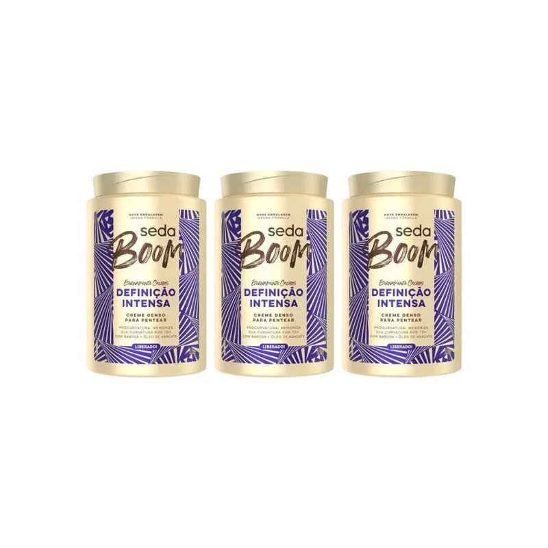 Creme De Pentear Seda Boom Definiçao Intensa 1Kg - 3Un