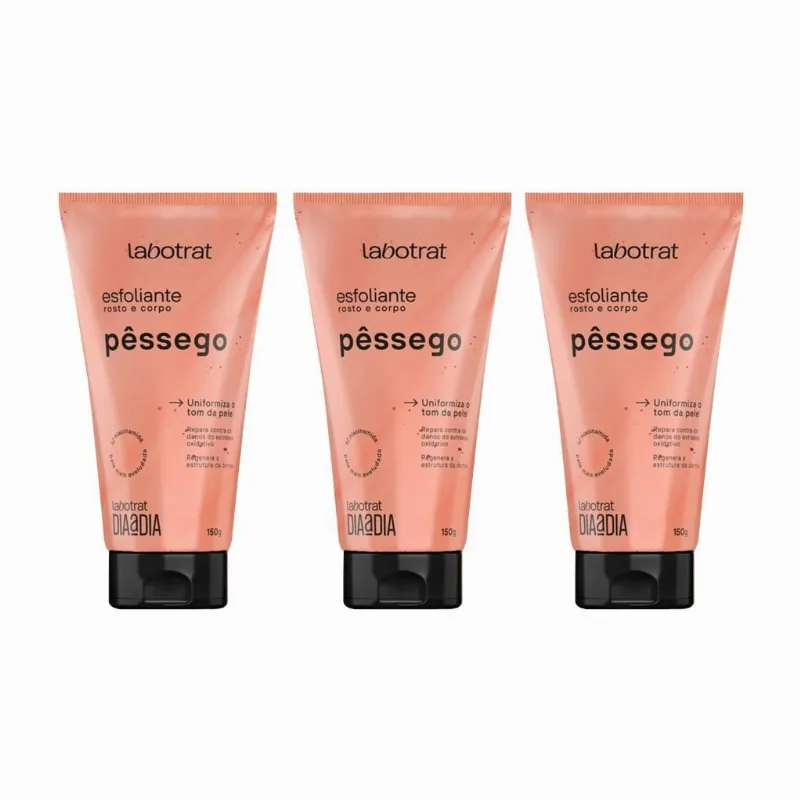 Esfoliante Labotrat Corpo E Rosto 150g Pessego - Kit Com 3un