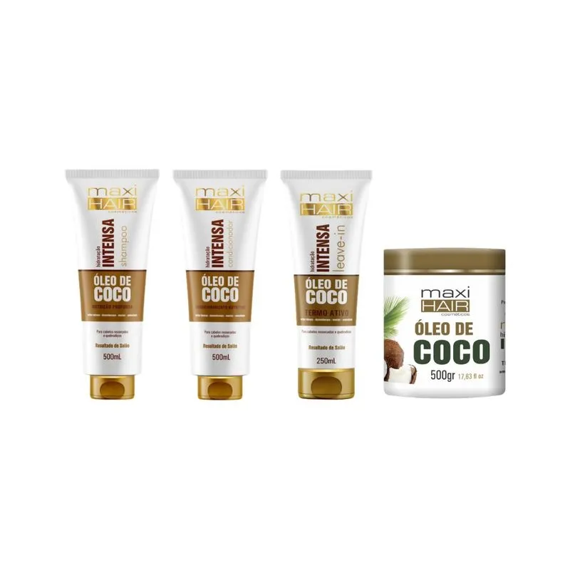 Kit Oleo Coco Hidrat Int Maxihair Shamp + Cond + Masc + Leave-In