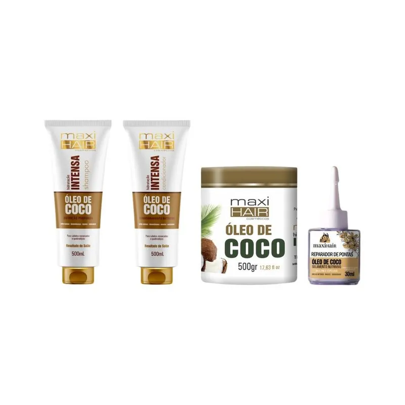 Kit Oleo de Coco Hidrat Int Maxihair Shamp + Cond + Masc + Rep