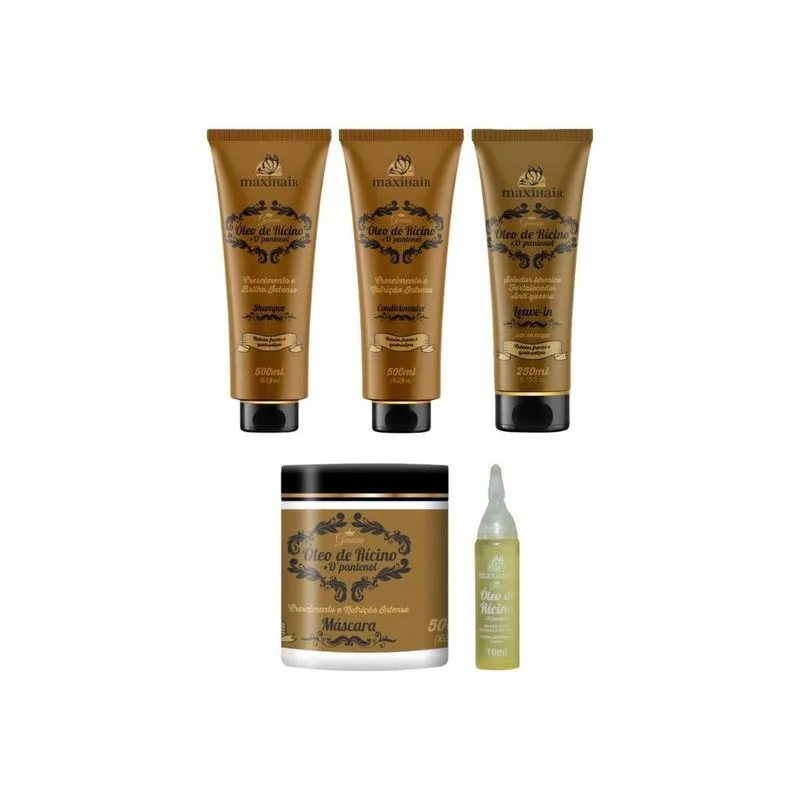 Kit Oleo Ricino + D'Pantenol Maxihair-5 Itens