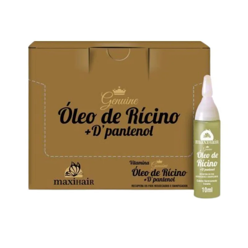 Ampola De Vitamina Maxihair 10ml Oleo De Ricino-kit C/24un