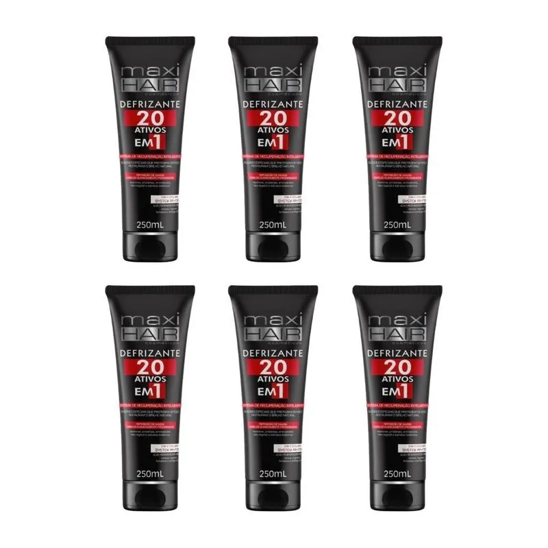 Defrizante Maxihair 250ml 20 Ativos Em 1 - Kit Com 6un