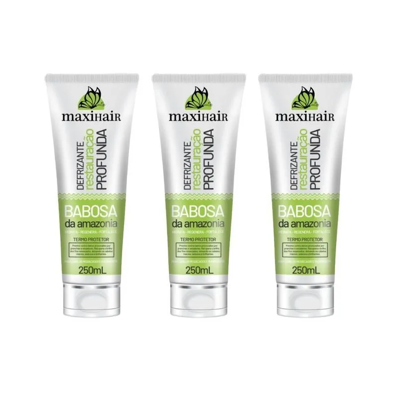 Defrizante Maxihair 250ml Babosa Da Amazonia - Kit Com 3un